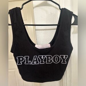 Playboy Balck Slogan Crop Top